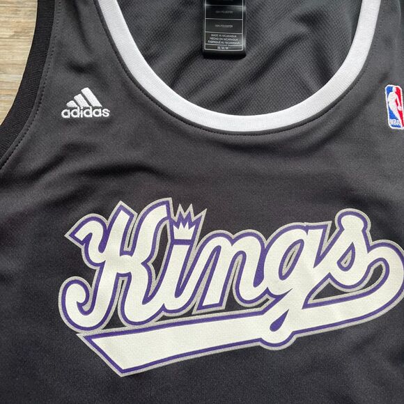 NBA Sacramento Kings Jersey Medium Tank Adidas Black White Stripe Blank NBA4Her - Picture 5 of 7